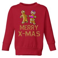 Merry X-Mas Funny Gingerbread Couple Toddler Sweatshirt