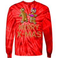 Merry X-Mas Funny Gingerbread Couple Tie-Dye Long Sleeve Shirt