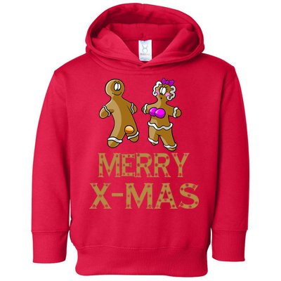 Merry X-Mas Funny Gingerbread Couple Toddler Hoodie