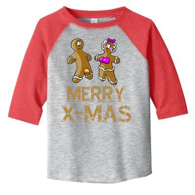 Merry X-Mas Funny Gingerbread Couple Toddler Fine Jersey T-Shirt