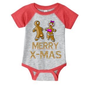 Merry X-Mas Funny Gingerbread Couple Infant Baby Jersey Bodysuit