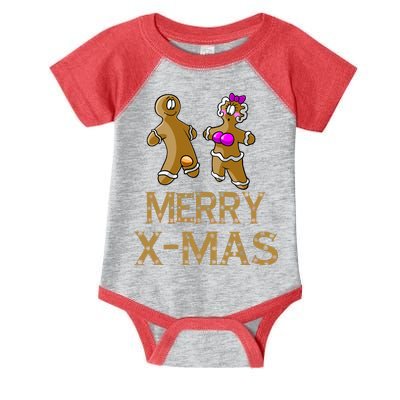 Merry X-Mas Funny Gingerbread Couple Infant Baby Jersey Bodysuit