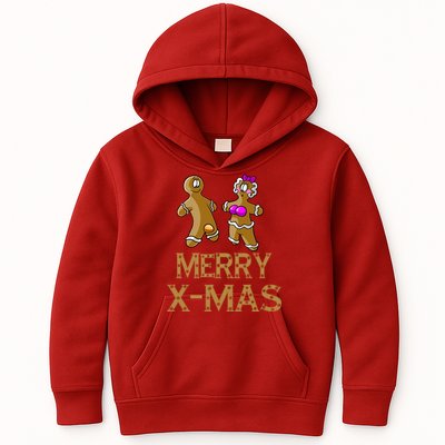 Merry X-Mas Funny Gingerbread Couple Kids Hoodie