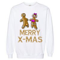 Merry X-Mas Funny Gingerbread Couple Garment-Dyed Sweatshirt