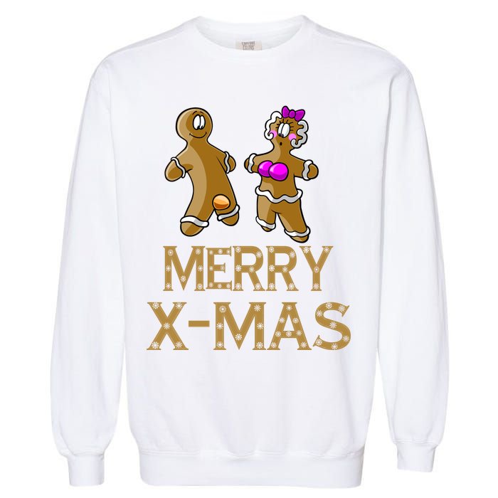 Merry X-Mas Funny Gingerbread Couple Garment-Dyed Sweatshirt