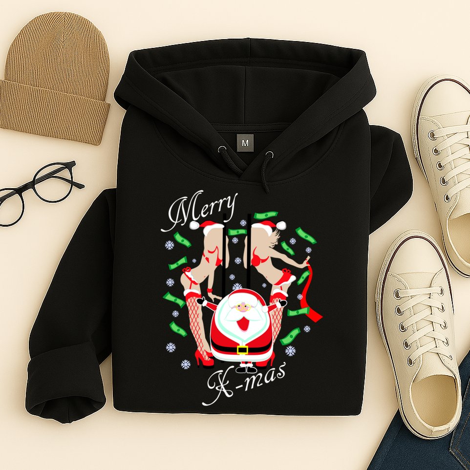 Merry X-Mas Santa's Little Strippers Hoodie