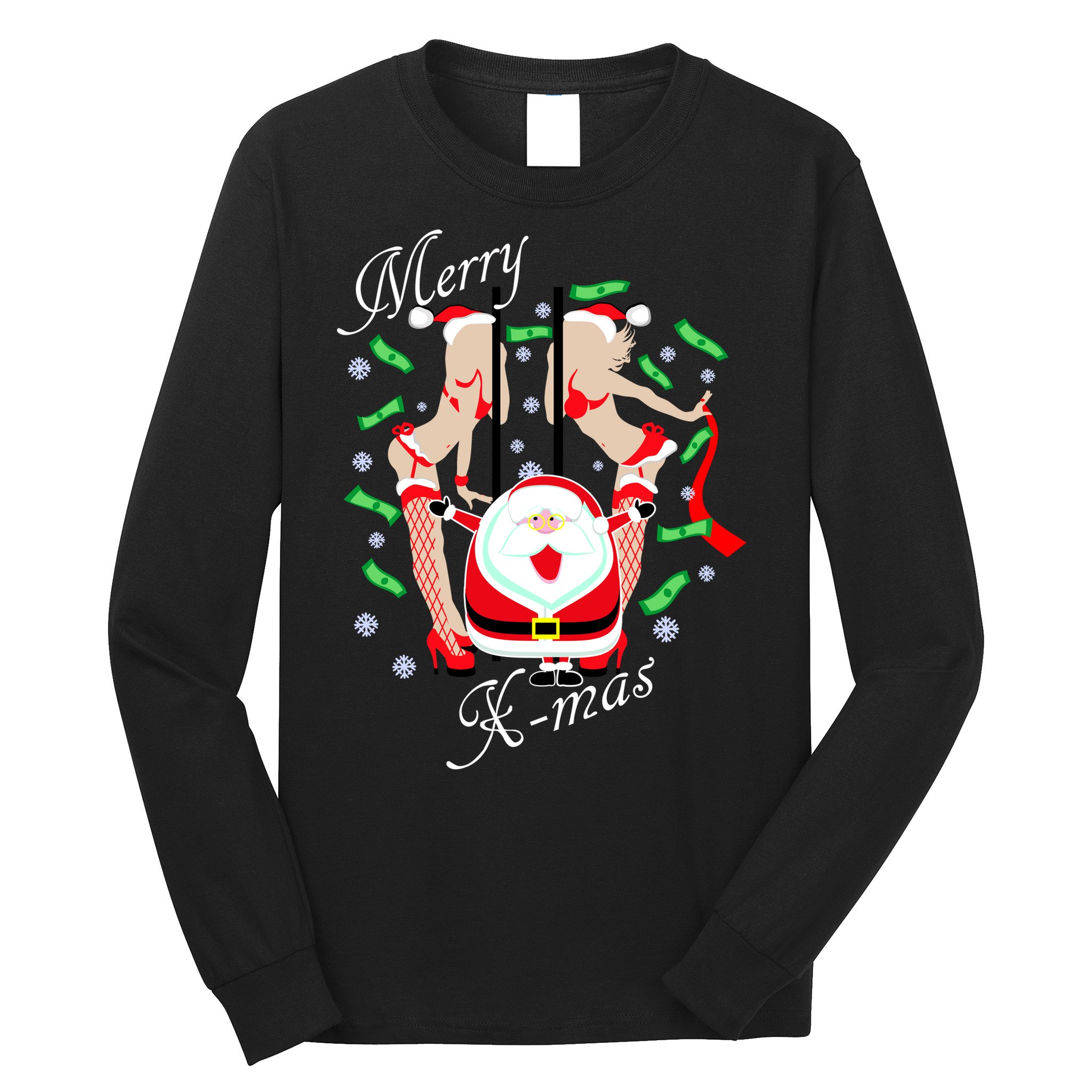Merry X-Mas Santa's Little Strippers Long Sleeve Shirt