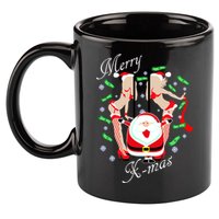 Merry X-Mas Santa's Little Strippers 11oz C Handle Ceramic Mug
