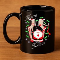 Merry X-Mas Santa's Little Strippers 11oz C Handle Ceramic Mug