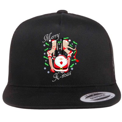 Merry X-Mas Santa's Little Strippers Flatbill Hat
