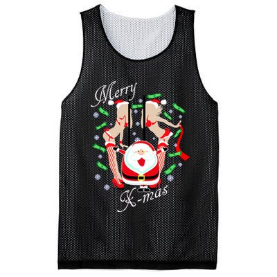 Merry X-Mas Santa's Little Strippers Mesh Reversible Basketball Jersey Tank