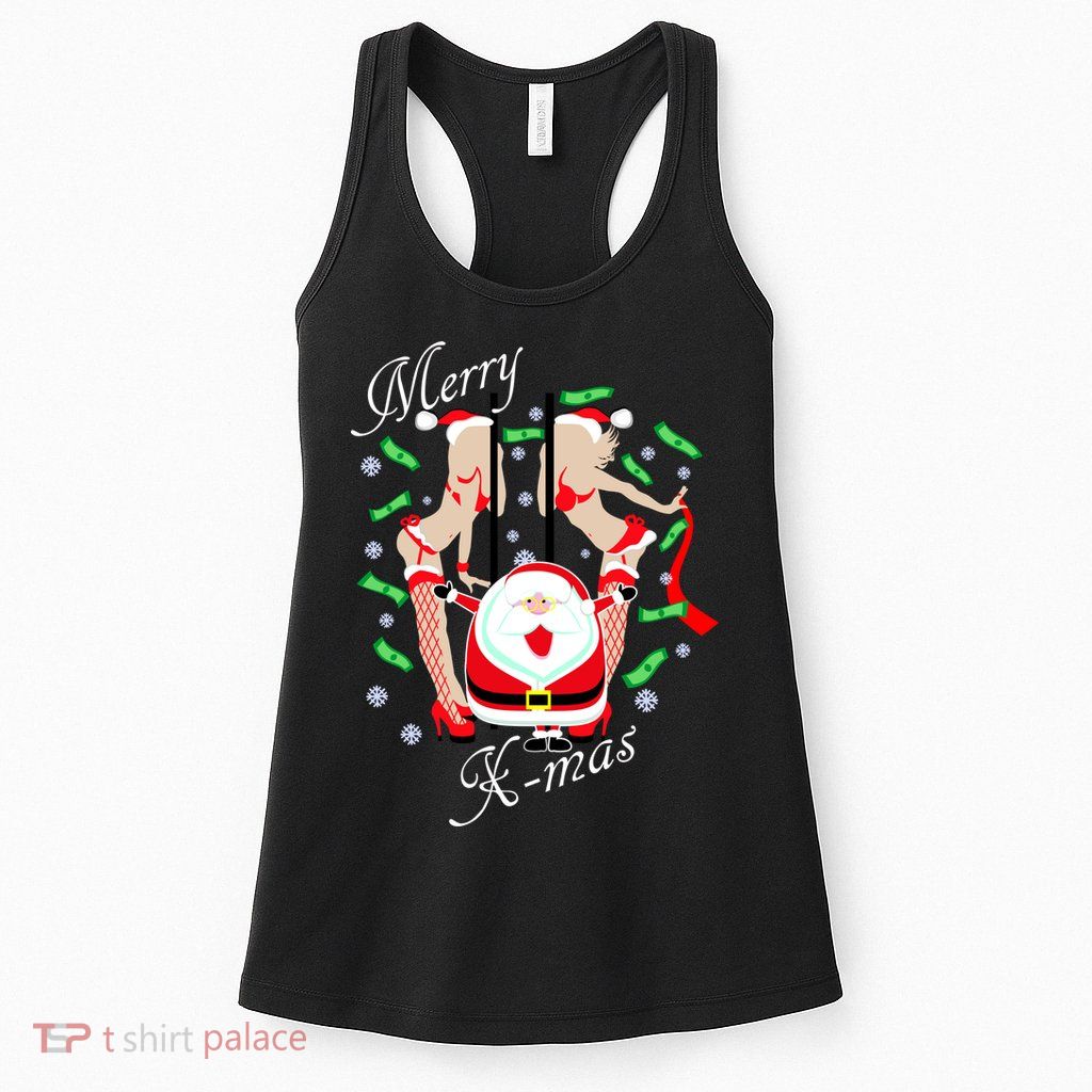 Merry X-Mas Santa's Little Strippers Womens Tank Top