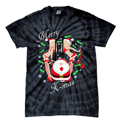 Merry X-Mas Santa's Little Strippers Tie-Dye T-Shirt