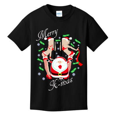 Merry X-Mas Santa's Little Strippers Kids T-Shirt