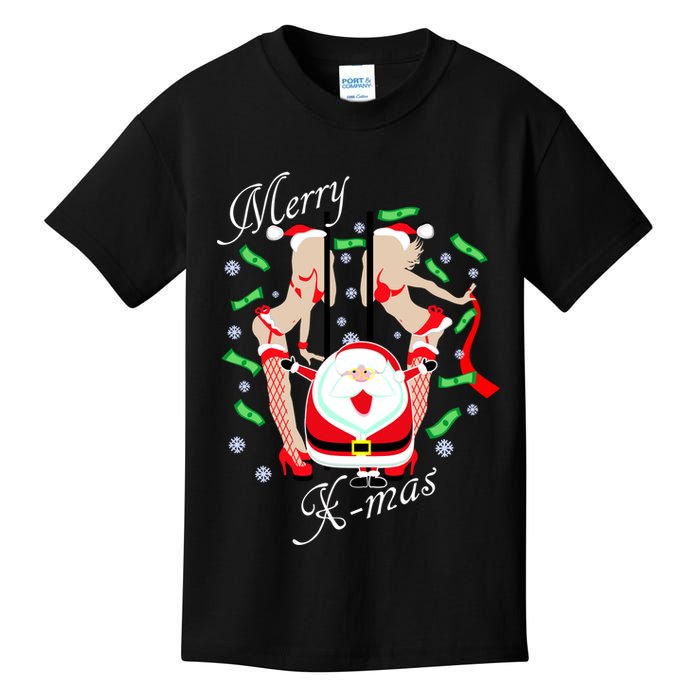 Merry X-Mas Santa's Little Strippers Kids T-Shirt