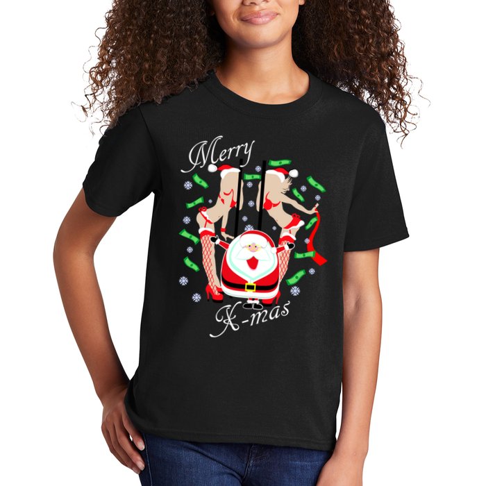 Merry X-Mas Santa's Little Strippers Kids T-Shirt