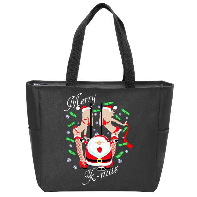 Merry X-Mas Santa's Little Strippers Zip Tote Bag