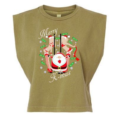 Merry X-Mas Santa's Little Strippers Garment-Dyed Women's Muscle Tee