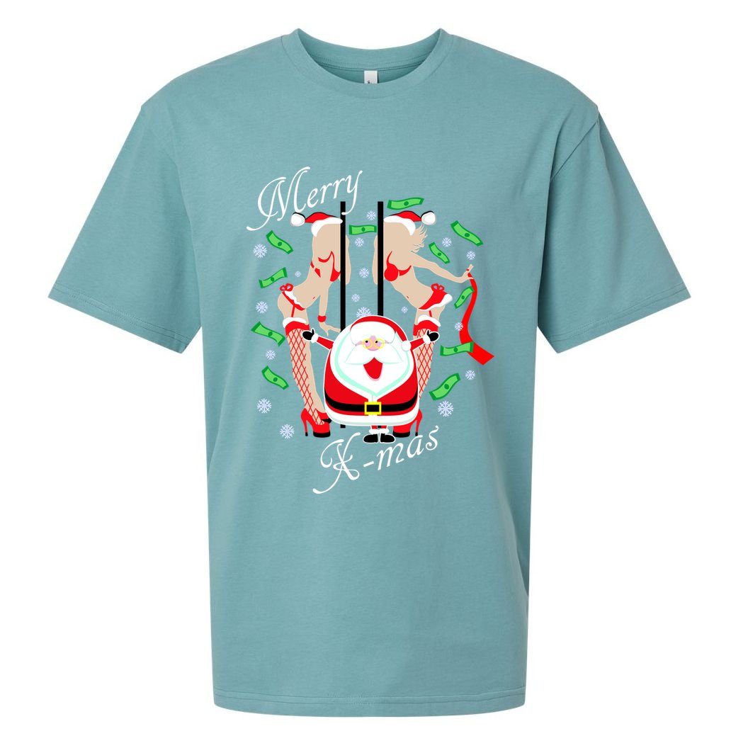 Merry X-Mas Santa's Little Strippers Sueded Cloud Jersey T-Shirt