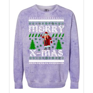 Merry X-Mas Ugly Christmas Sweater Colorblast Crewneck Sweatshirt