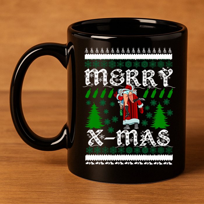 Merry X-Mas Ugly Christmas Sweater 11oz C Handle Ceramic Mug