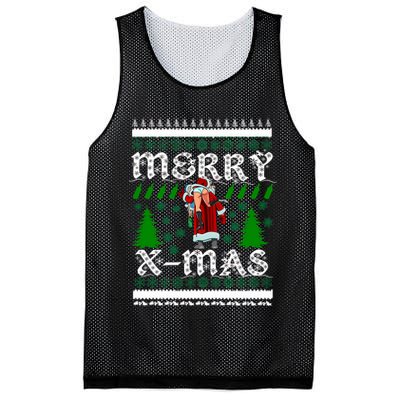 Merry X-Mas Ugly Christmas Sweater Mesh Reversible Basketball Jersey Tank