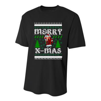 Merry X-Mas Ugly Christmas Sweater Youth Performance Sprint T-Shirt