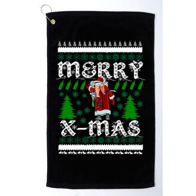 Merry X-Mas Ugly Christmas Sweater Golf Towel