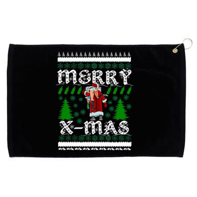 Merry X-Mas Ugly Christmas Sweater Grommeted Golf Towel