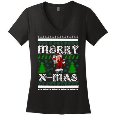 Merry X-Mas Ugly Christmas Sweater Women's V-Neck T-Shirt