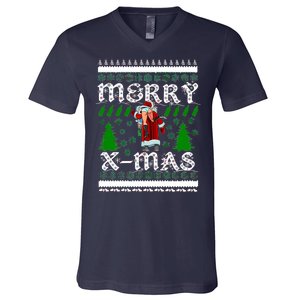 Merry X-Mas Ugly Christmas Sweater V-Neck T-Shirt