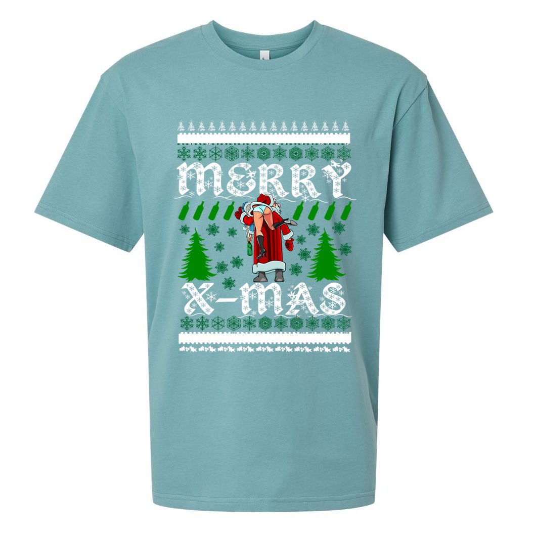 Merry X-Mas Ugly Christmas Sweater Sueded Cloud Jersey T-Shirt