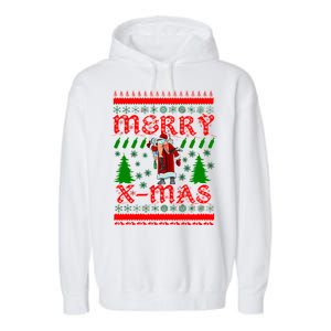 Merry X-Mas Ugly Christmas Sweater Garment-Dyed Fleece Hoodie