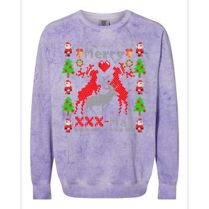 Merry XXXX-Mas Ugly Christmas Sweater Colorblast Crewneck Sweatshirt