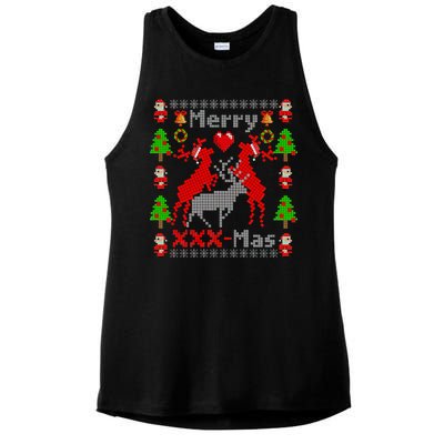 Merry XXXX-Mas Ugly Christmas Sweater Ladies PosiCharge Tri-Blend Wicking Tank