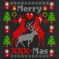 Merry XXXX-Mas Ugly Christmas Sweater 7 Panel Mesh Trucker Snapback Hat