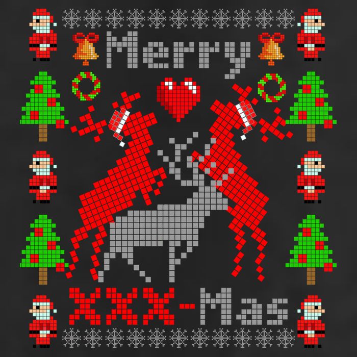 Merry XXXX-Mas Ugly Christmas Sweater 7 Panel Mesh Trucker Snapback Hat