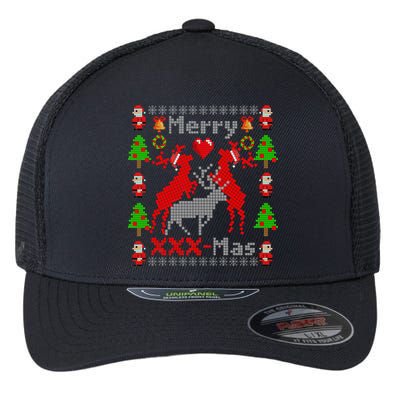 Merry XXXX-Mas Ugly Christmas Sweater Flexfit Unipanel Trucker Cap