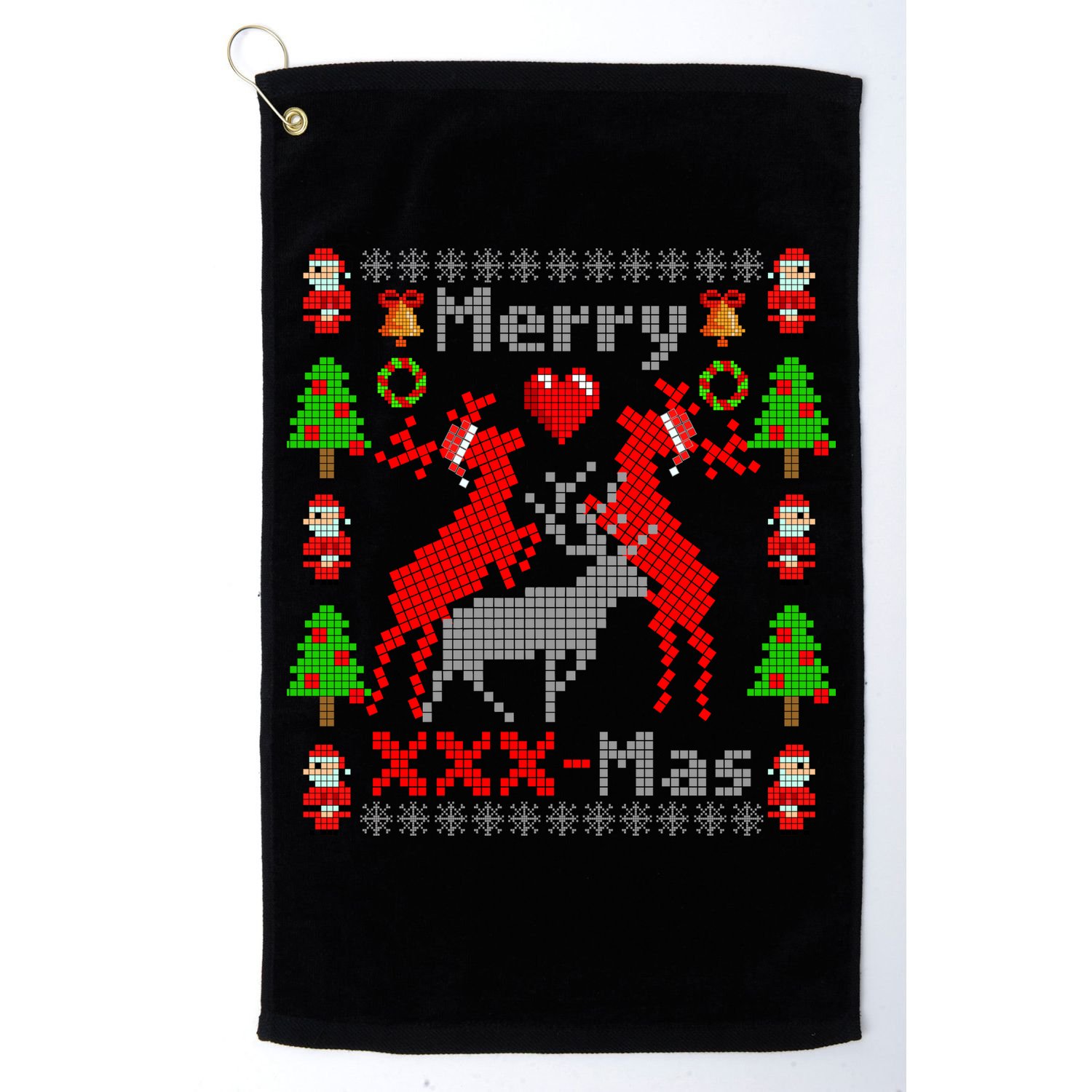 Merry XXXX-Mas Ugly Christmas Sweater Golf Towel