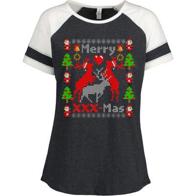 Merry XXXX-Mas Ugly Christmas Sweater Enza Ladies Jersey Colorblock Tee