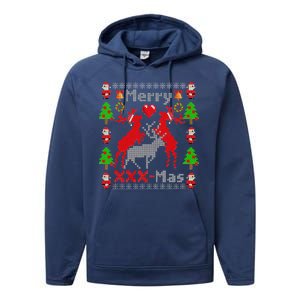 Merry XXXX-Mas Ugly Christmas Sweater Performance Fleece Hoodie