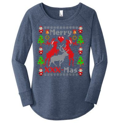 Merry XXXX-Mas Ugly Christmas Sweater Women's Perfect Tri Tunic Long Sleeve Shirt