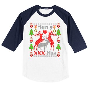 Merry XXXX-Mas Ugly Christmas Sweater Baseball Sleeve Shirt