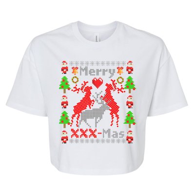 Merry XXXX-Mas Ugly Christmas Sweater Bella+Canvas Jersey Crop Tee