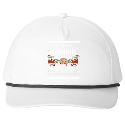 Merry Zombie Ugly Christmas Sweater Snapback Five-Panel Rope Hat