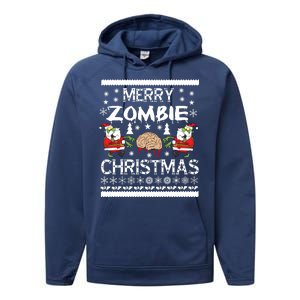 Merry Zombie Ugly Christmas Sweater Performance Fleece Hoodie