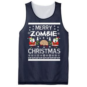 Merry Zombie Ugly Christmas Sweater Mesh Reversible Basketball Jersey Tank