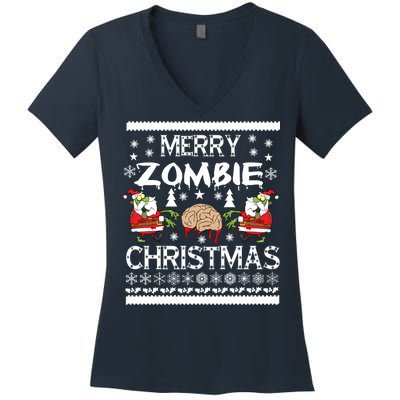 Merry Zombie Ugly Christmas Sweater Women's V-Neck T-Shirt