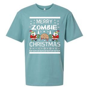 Merry Zombie Ugly Christmas Sweater Sueded Cloud Jersey T-Shirt