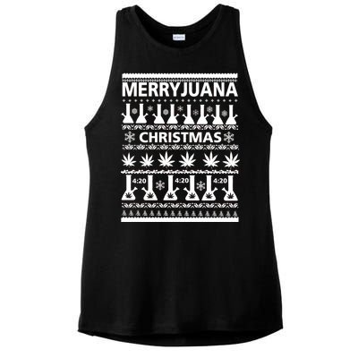 Merryjuana Weed Ugly Christmas Sweater Ladies PosiCharge Tri-Blend Wicking Tank